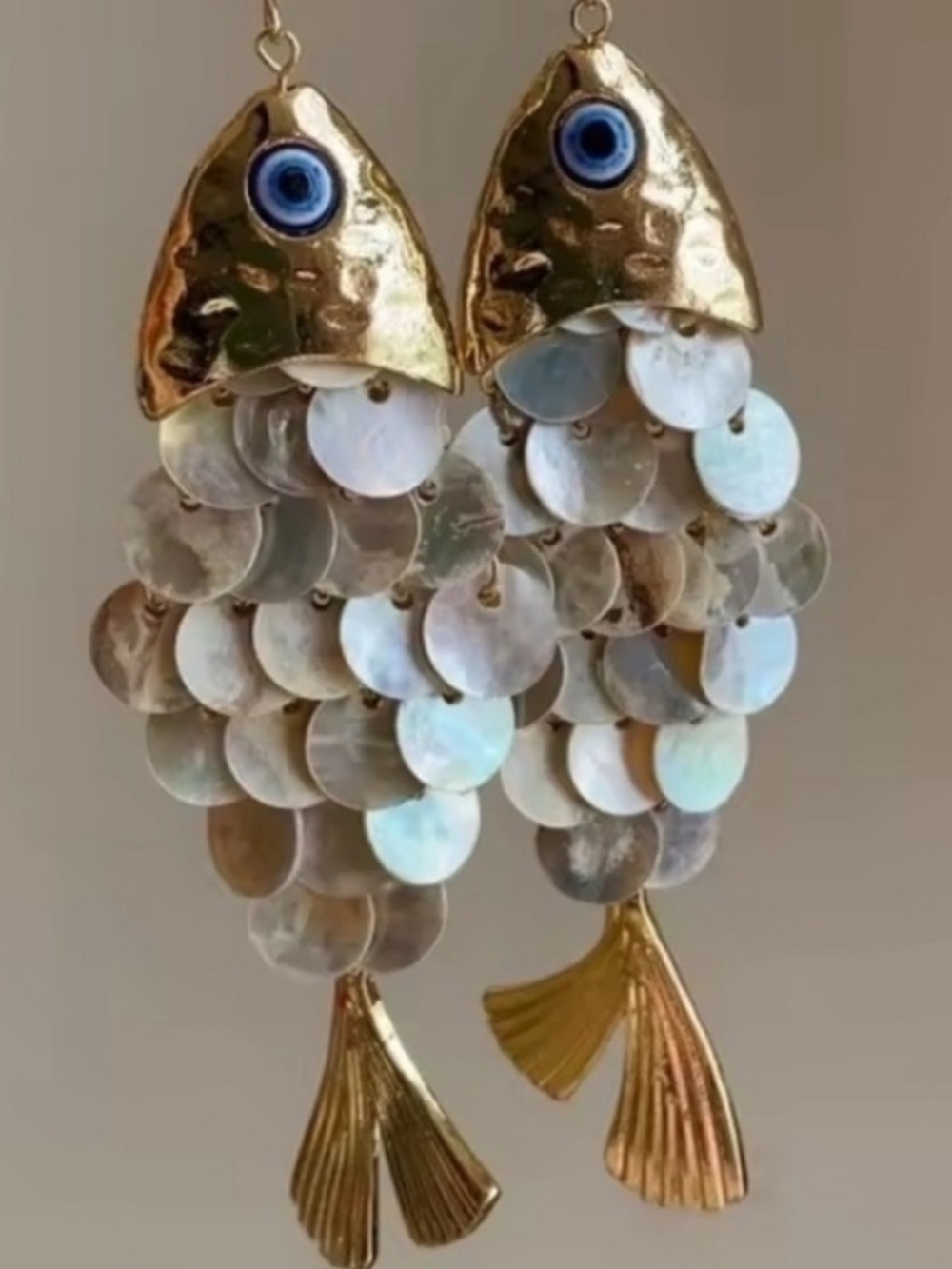 Perla Fish Goddess Gold Earrings